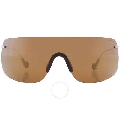 Moncler Electra Amber Shield Unisex Sunglasses Ml0137-p 16g 00 In Brown