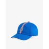 Moncler Kids' Logo-patch Striped-trim Cotton Baseball Cap Eletric Blue