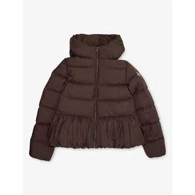 Moncler Kids' Elizaveta Hooded Down Jacket 6-14 Years Brown