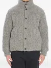 Moncler Grenoble Short Ellesmere Down Jacket In Wool Tweed In Gray