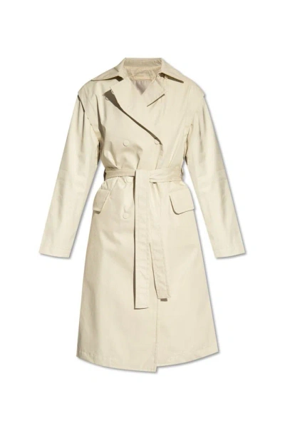 Moncler Gourdon Cotton-blend Trench Coat In Beige