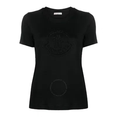 Moncler Embellished- Crystal Logo T-shirt In Black