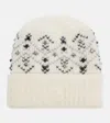 Moncler Embellished Alpaca And Wool-blend Beanie In Neutral