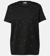 Moncler Embellished Cotton T-shirt In Black