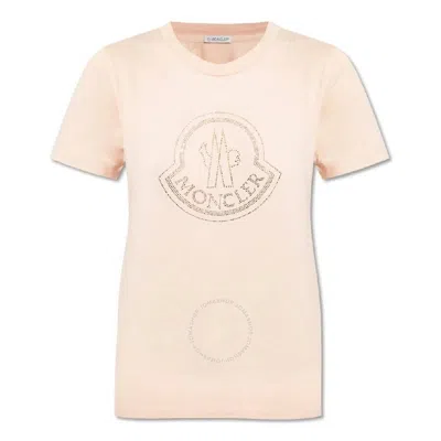 Moncler Embellished Logo Short Sleeve T-shirt In Neutral
