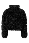 Moncler Textured Cropped Down Jacket With High Collar In Black