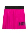 Moncler Fuchsia Pleated Skirt With Contrasting Logo Print In Fabric Girl In Pink