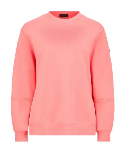 Moncler Embossed-logo Cotton Sweatshirt In Pink