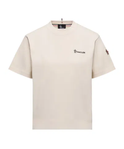 Moncler Embossed Logo Cotton T-shirt In White