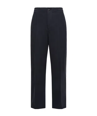 Moncler Embossed Logo Cotton Track Pants In Blue