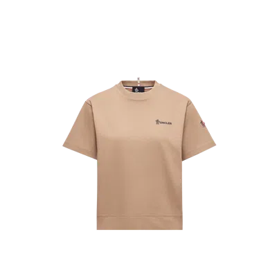Moncler T-shirt En Coton À Logo Embossé, Femme, Beige, Taille: Xs In Brown