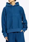 Moncler Embossed Logo Hooded Sweatshirt In Blue