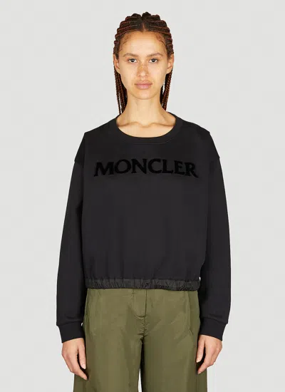 Moncler Embossed Logo Sweatshirt In Black