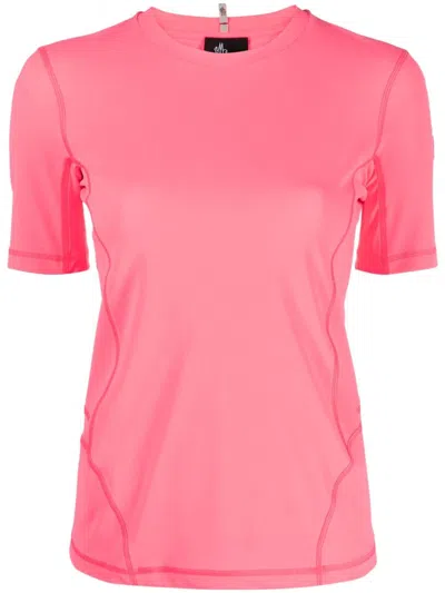 Moncler Embossed-logo T-shirt In Pink