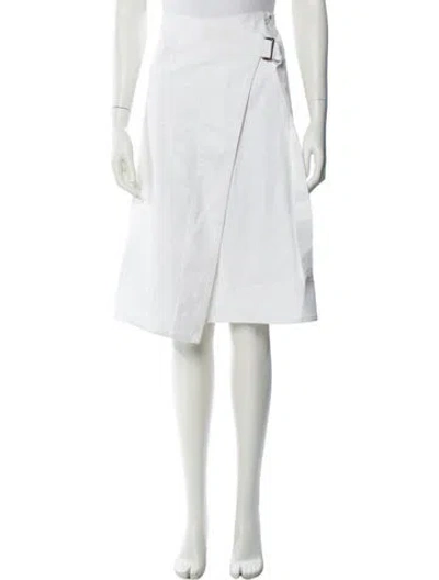 Pre-owned Moncler Embroidered Accent Knee-length Skirt In White