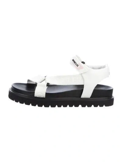 Pre-owned Moncler Embroidered Accent Sandals W/ Tags In White