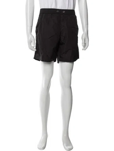 Pre-owned Moncler Embroidered Accent Swim Trunks In Black