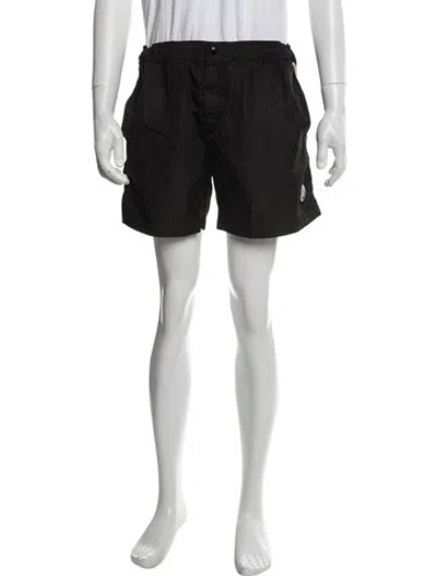 Pre-owned Moncler Embroidered Accent Swim Trunks In Black