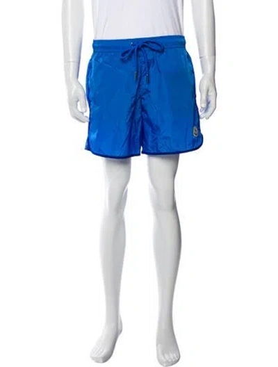 Pre-owned Moncler Embroidered Accent Swim Trunks In Blue