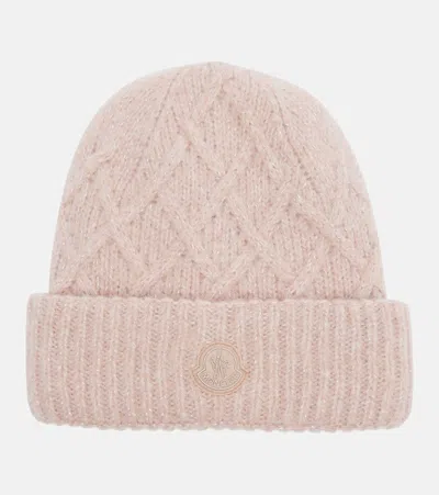 Moncler Embroidered Alpaca-blend Beanie In Pink