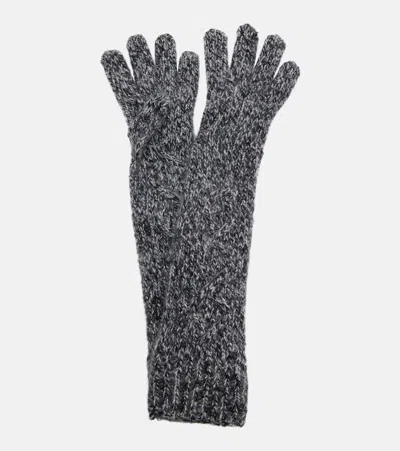 Moncler Embroidered Alpaca-blend Gloves In Multi