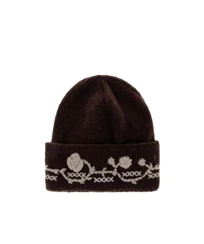 Moncler Embroidered Alpaca Blend Knit Beanie In Transparent