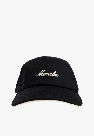 Moncler Embroidered Baseball Cap In Black