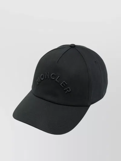 Moncler Embroidered Baseball Cap Cotton Lining In Black