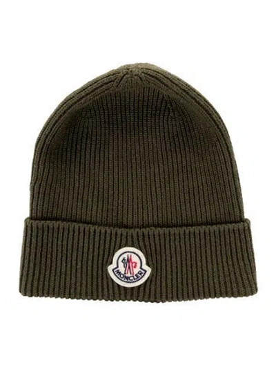 Pre-owned Moncler Embroidered Beanie In Green