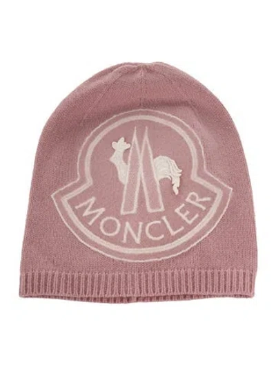Pre-owned Moncler Embroidered Beanie In Pink