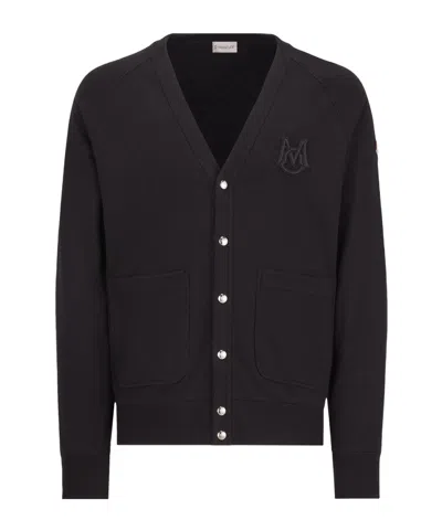 Moncler Embroidered Cardigan In Black