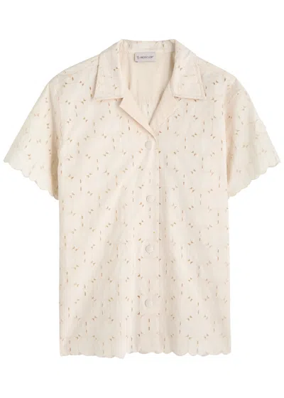 Moncler Embroidered Cotton-blend Poplin Shirt In White