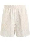 Moncler Embroidered Bermuda Shorts With Scalloped Edges In Neutral