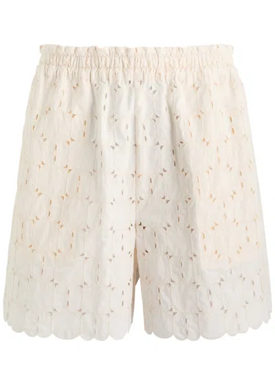 MONCLER MONCLER EMBROIDERED COTTON-BLEND POPLIN SHORTS