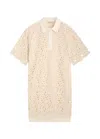 Moncler Embroidered Cotton Mini Shirt Dress In Ivory