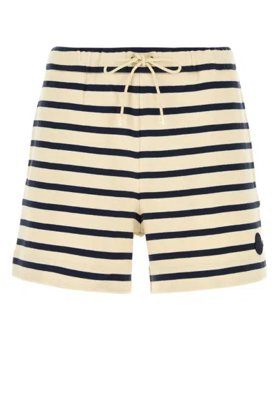 Moncler Embroidered Cotton Shorts In Multi