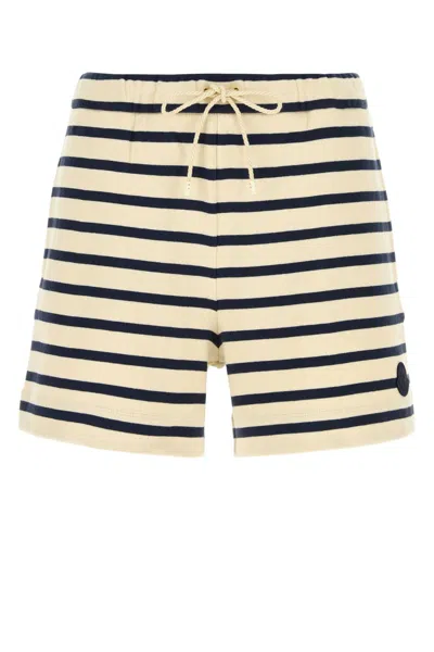 Moncler Embroidered Cotton Shorts In Stripped