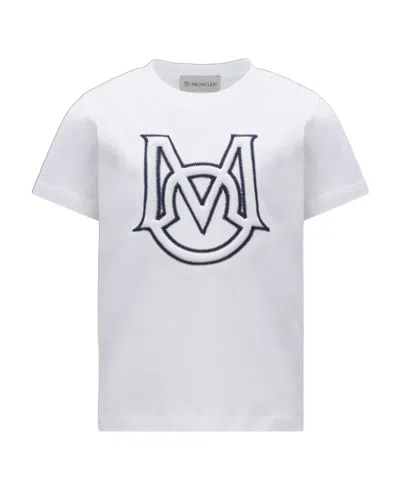 Moncler Embroidered Cotton T-shirt In White