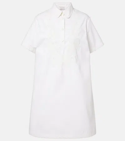 Moncler Embroidered Cotton-blend Poplin Midi Dress In White