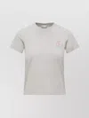 Moncler Embroidered Crew Neck Short Sleeve Top In Gray
