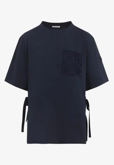Moncler Short Sleeve Jersey T Shirt Dropped Shoulders In Blue