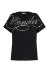 Moncler Embroidered Cursive Logo T-shirt In Blue
