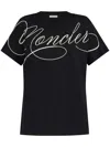 Moncler Embroidered Cursive Logo T-shirt In Blue