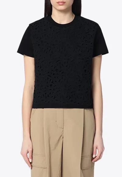 Moncler Embroidered Front Panel T-shirt In Black