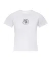 Moncler Embroidered Heart Logo Cotton T-shirt In White