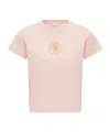 Moncler Embroidered Heart Logo Cotton T-shirt In Pink