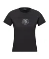 Moncler Embroidered Heart Logo Cotton T-shirt In Black