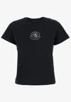 Moncler Embroidered Heart Logo T-shirt In Black