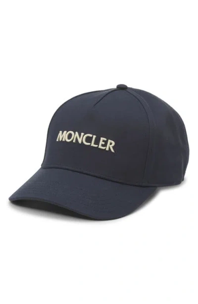 Moncler Embroidered Logo Adjustable Baseball Cap In Blue
