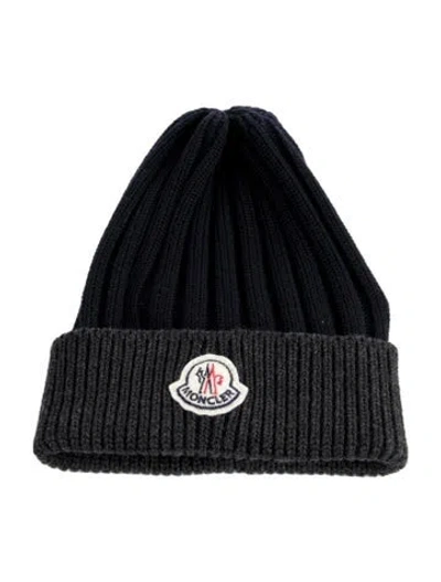 Pre-owned Moncler Embroidered Logo Beanie In Black